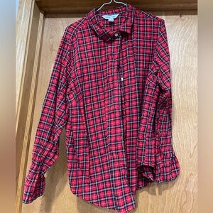 Old Navy Size XL Red Plaid Women’s Button Down, “The Classic Shirt”